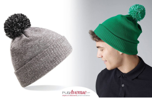 Bonnet ski snowboard personnalisé avec revers et pompon