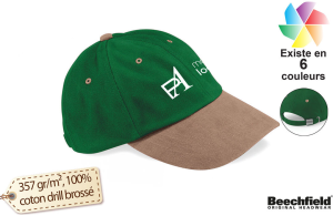 Casquette personnalisée à profil bas 6 pans en coton brossé