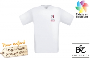 Tee shirt b&c exact 150 blanc pour enfant publicitaire personnalisé 