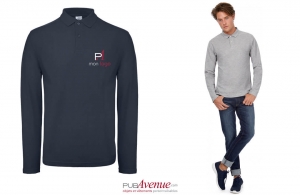 Polo personnalisé B&C ID.001 manches longues pour homme