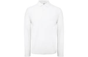 Polo b&c ID.001 blanc manches longues pour homme