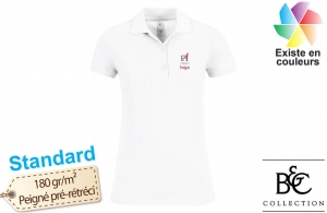Polo publicitaire personnalisé chic et décontracté B&C safran blanc femme 