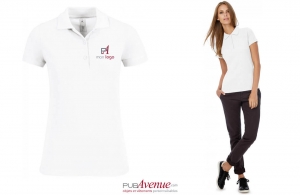 Polo personnalisé chic et décontracté B&C safran blanc femme