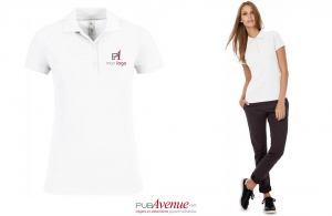 Polo chic et décontracté B&C safran blanc femme