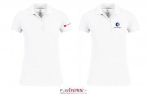 Polo personnalisé chic et décontracté B&C safran blanc femme
