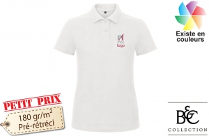 Polo publicitaire B&C blanc pour femme