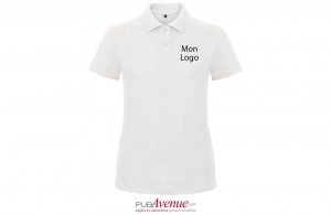 Polo publicitaire à manches courtes B&C blanc pour femme