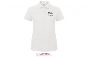 Polo publicitaire B&C blanc pour femme