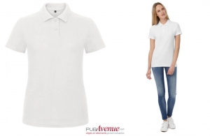 Polo publicitaire B&C blanc pour femme