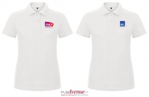 Polo publicitaire B&C blanc pour femme