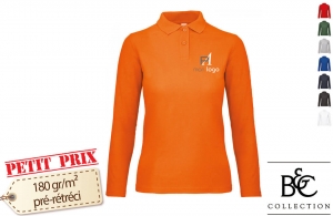 Polo promotionnel B&C manches longues femme publicitaire personnalisé 