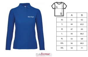 Polo personnalisé B&C ID.001 manches longues pour femme