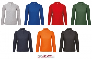 Polo personnalisé B&C ID.001 manches longues pour femme