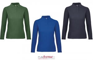 Polo personnalisé B&C ID.001 manches longues pour femme