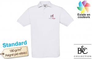 Polo B&C safran blanc pour homme publicitaire personnalisé 