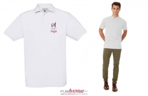 Polo personnalisé chic et décontracté B&C safran blanc homme