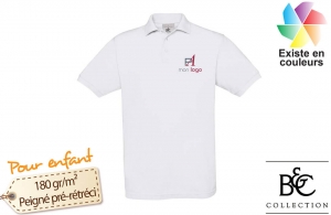 Polo publicitaire personnalisé chic et décontracté B&C safran blanc enfant 
