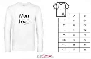T-shirt blanc b&c 190 manches longues pour homme