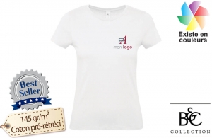 T-shirt b&c exact 150 blanc pour femme publicitaire personnalisé 