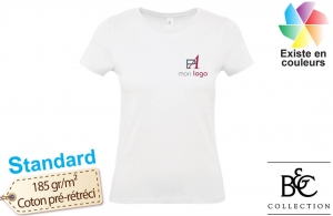 T-shirt b&c exacte 190 blanc pour femme publicitaire personnalisé 