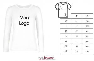 T-shirt blanc b&c 190 manches longues pour femme
