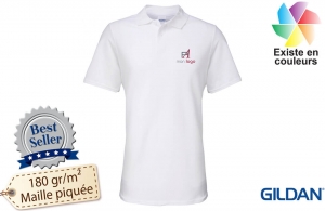 Polo publicitaire personnalisé tendance gildan blanc pour homme 