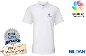 Polo tendance gildan blanc pour homme publicitaire personnalisé 