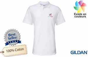 Polo personnalisé tendance gildan blanc pour homme