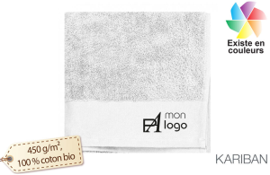 Serviette de plage blanche personnalisé en coton bio 100 x 50