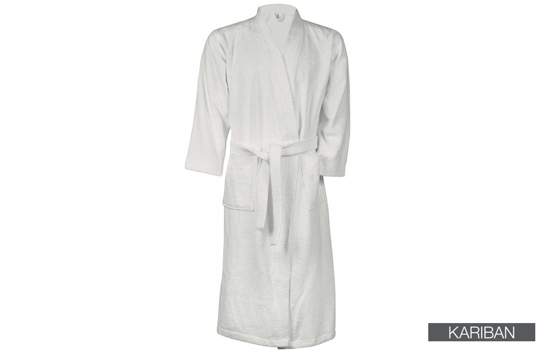 Peignoir de bain blanc personnalisé à col kimono