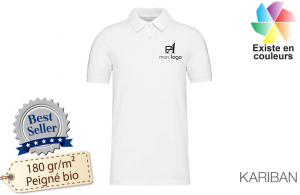 Polo personnalisé blanc en coton biologique pour homme