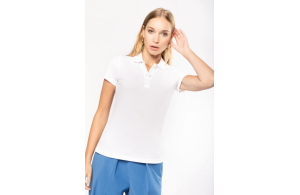 Polo personnalisé blanc en coton biologique pour femme