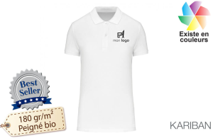 Polo Kariban blanc en coton biologique pour femme publicitaire personnalisé 