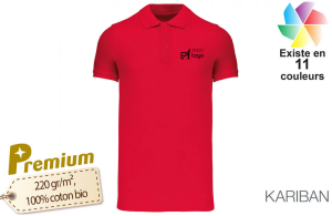 Polo personnalisé kariban bio écoresponsable pour homme