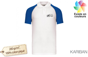 Polo personnalisé Kariban Base Ball manches raglan contrastées