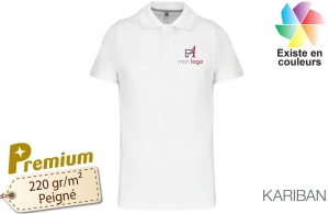 Polo prestige Kariban blanc pour homme publicitaire personnalisé 