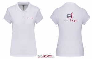 Polo personnalisé prestige Kariban blanc pour femme