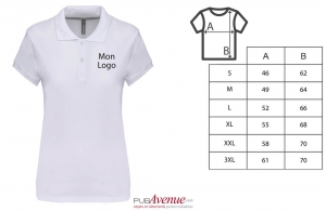 Polo personnalisé prestige Kariban blanc pour femme