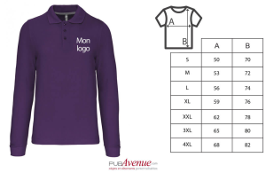 Polo personnalisé Kariban Prestige à manches longues pour homme