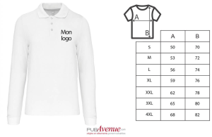 Polo personnalisé kariban prestige blanc manches longues pour homme
