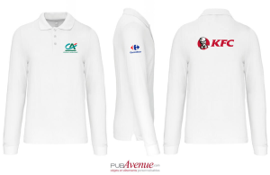Polo personnalisé kariban prestige blanc manches longues pour homme
