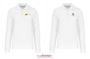 Polo personnalisé kariban prestige blanc manches longues pour homme