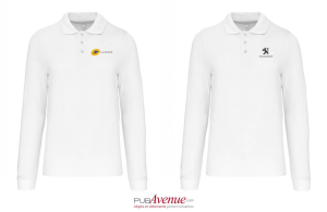 Polo kariban prestige blanc manches longues pour homme