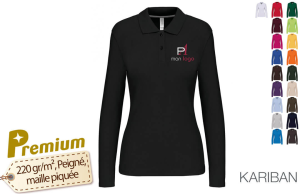 Polo Kariban Prestige à manches longues pour femme publicitaire personnalisé 