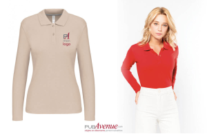 Polo personnalisé Kariban Prestige à manches longues pour femme