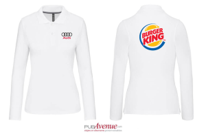 Polo personnalisé kariban prestige blanc manches longues pour femme