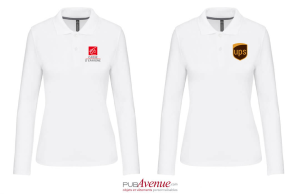 Polo personnalisé kariban prestige blanc manches longues pour femme