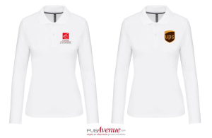 Polo kariban prestige blanc manches longues pour femme