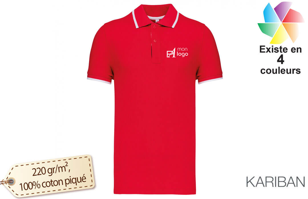 Polo homme en maille piqu et col contrast publicitaire personnalis