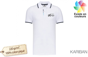 Polo personnalisé homme en maille piqué et col contrasté